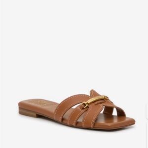 Vince Camuto Arisha Sandal in Cognac with Gold Accent